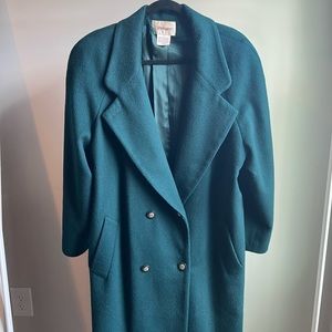 Worthington Womens Double Breasted Green Gold Buttoned
Wool Blend